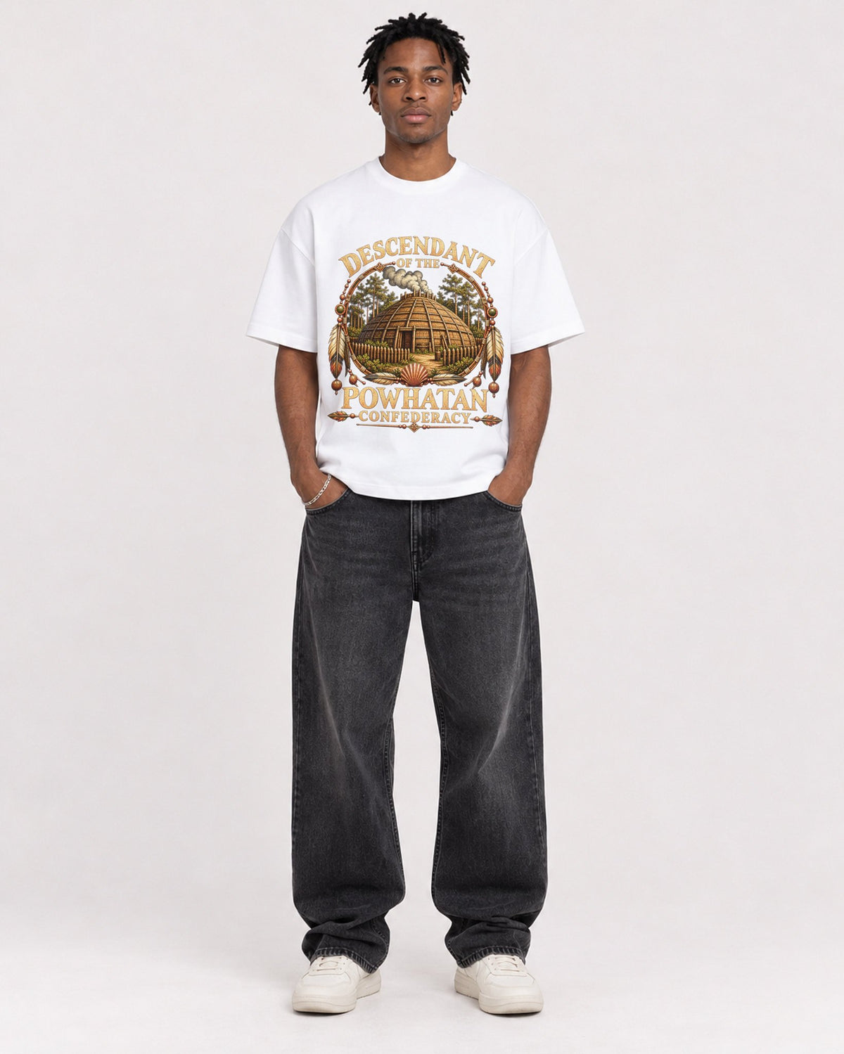 Mockup Boxy Heavyweight Tee White male full-body 05