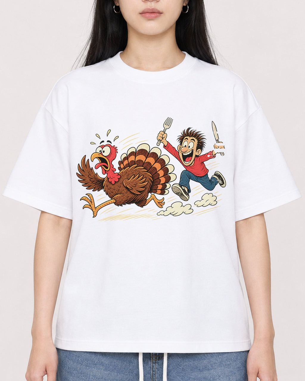 Mockup Boxy Heavyweight Tee White female close-up 01
