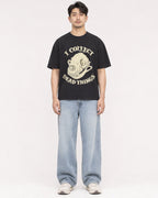 Mockup Boxy Heavyweight Tee Black male full-body 13