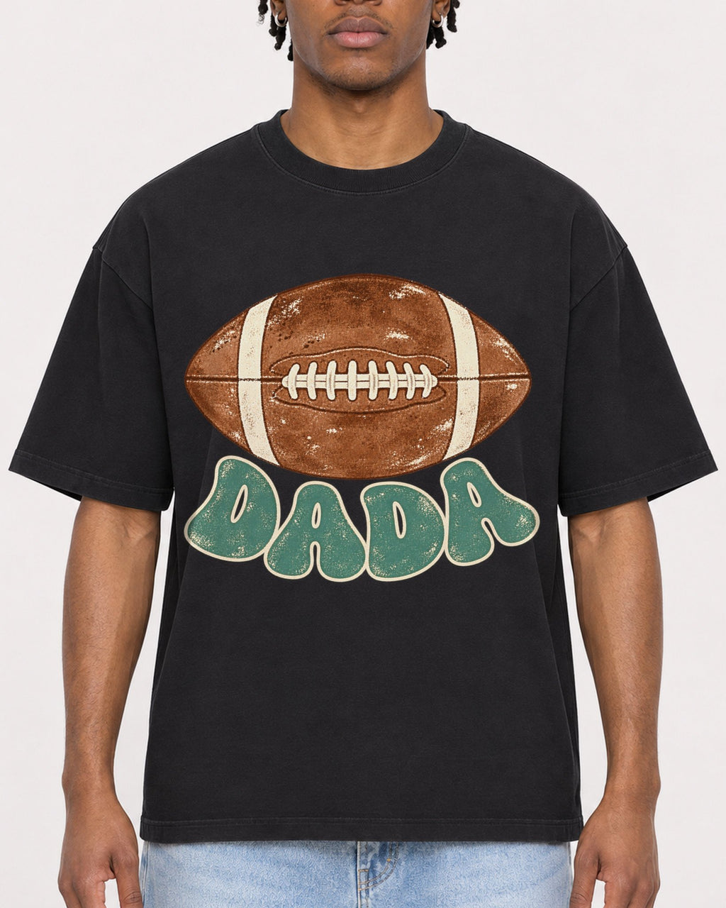 Mockup Boxy Heavyweight Tee Black male close-up 05