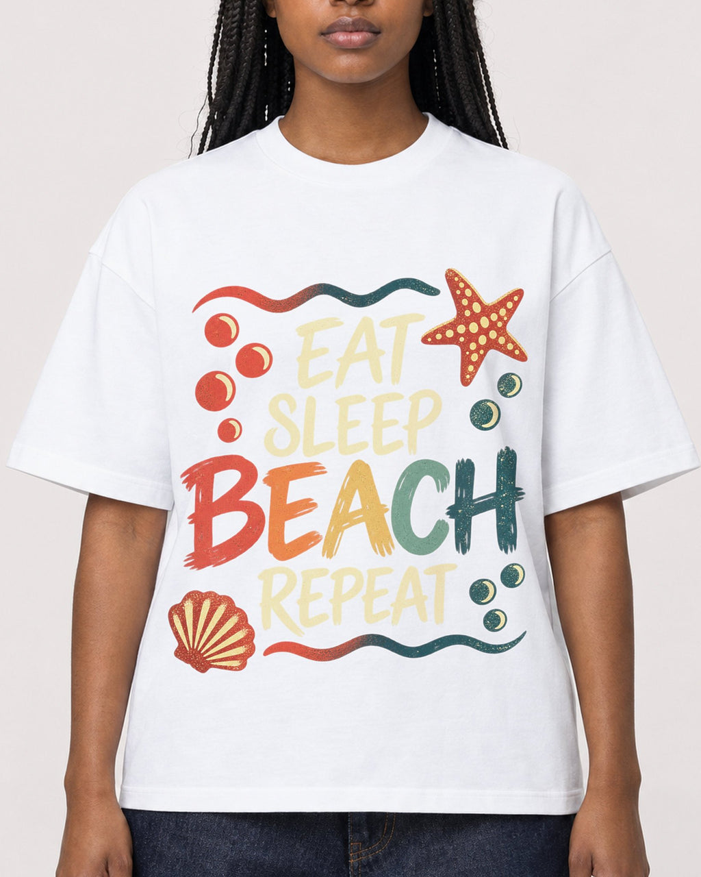 Mockup Boxy Heavyweight Tee White female close-up 04