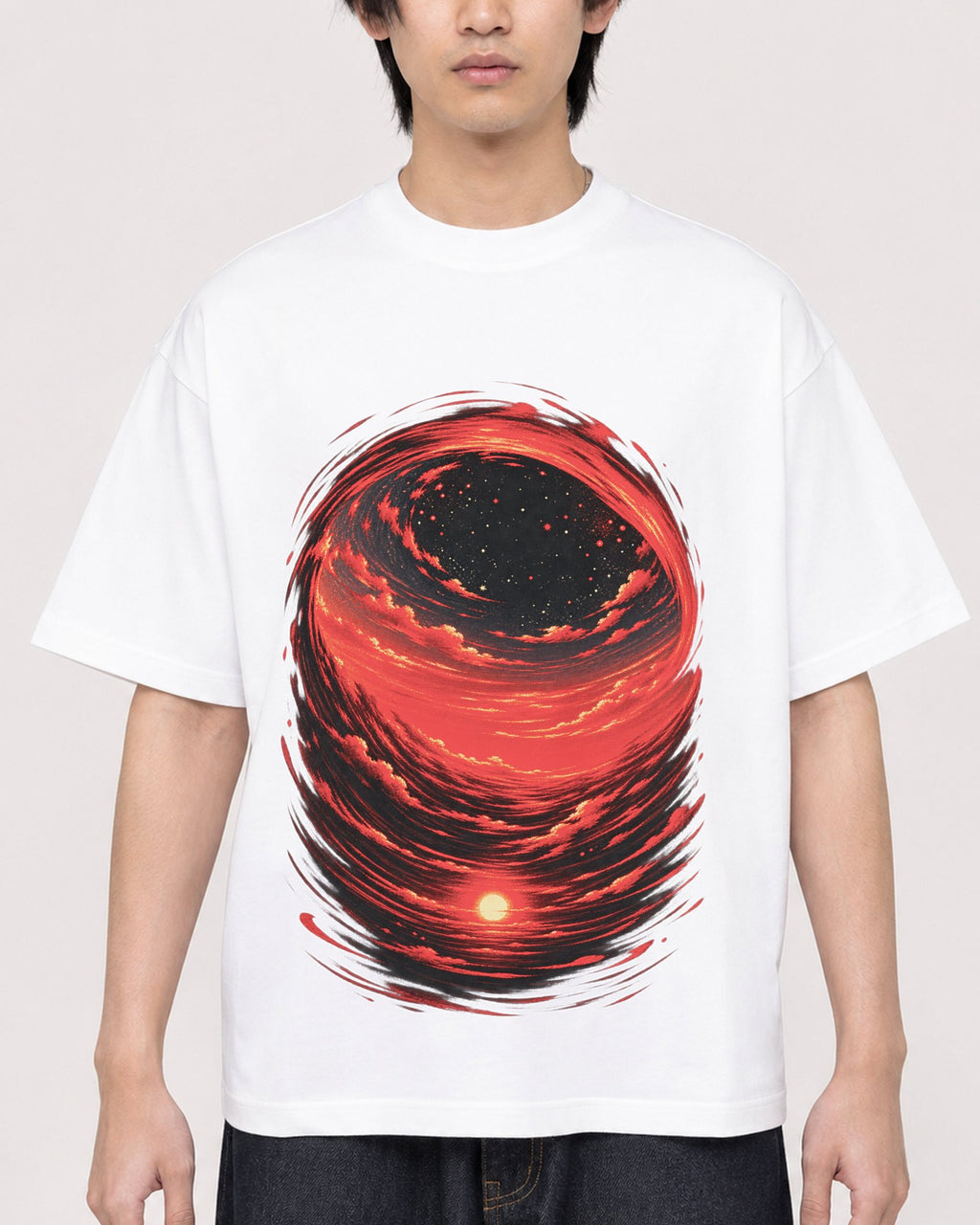 Mockup Boxy Heavyweight Tee White male close-up 11