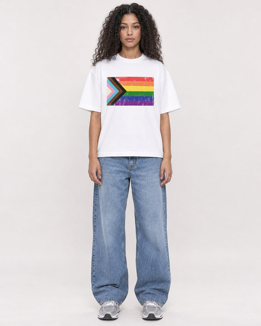 Mockup Boxy Heavyweight Tee White female full-body 10