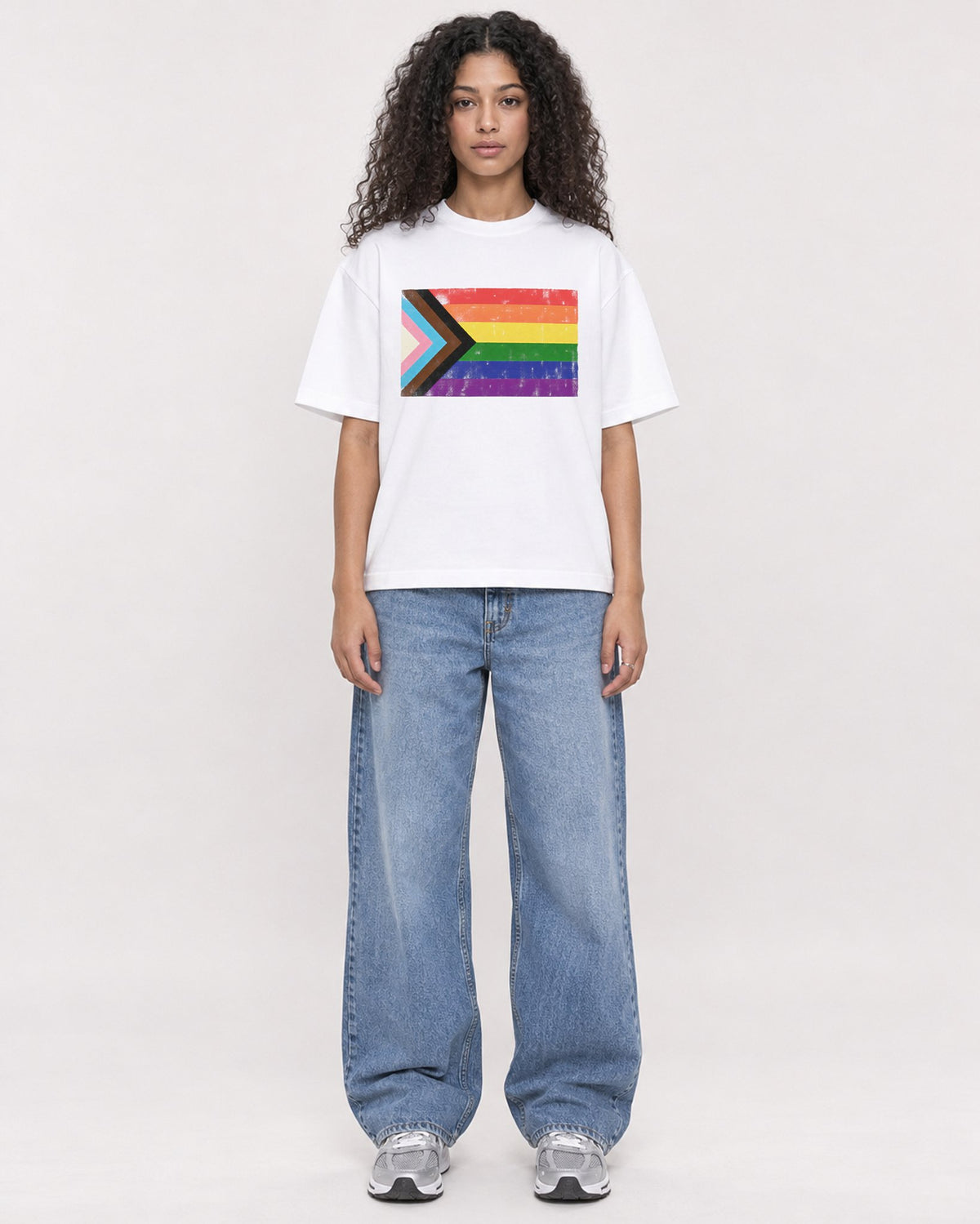 Mockup Boxy Heavyweight Tee White female full-body 10