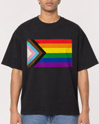 Mockup Boxy Heavyweight Tee Black male close-up 10