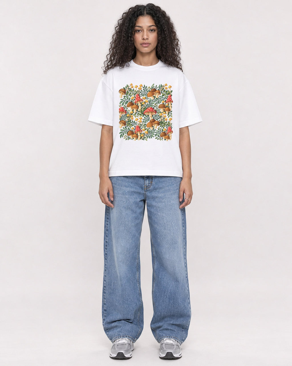 Mockup Boxy Heavyweight Tee White female full-body 10