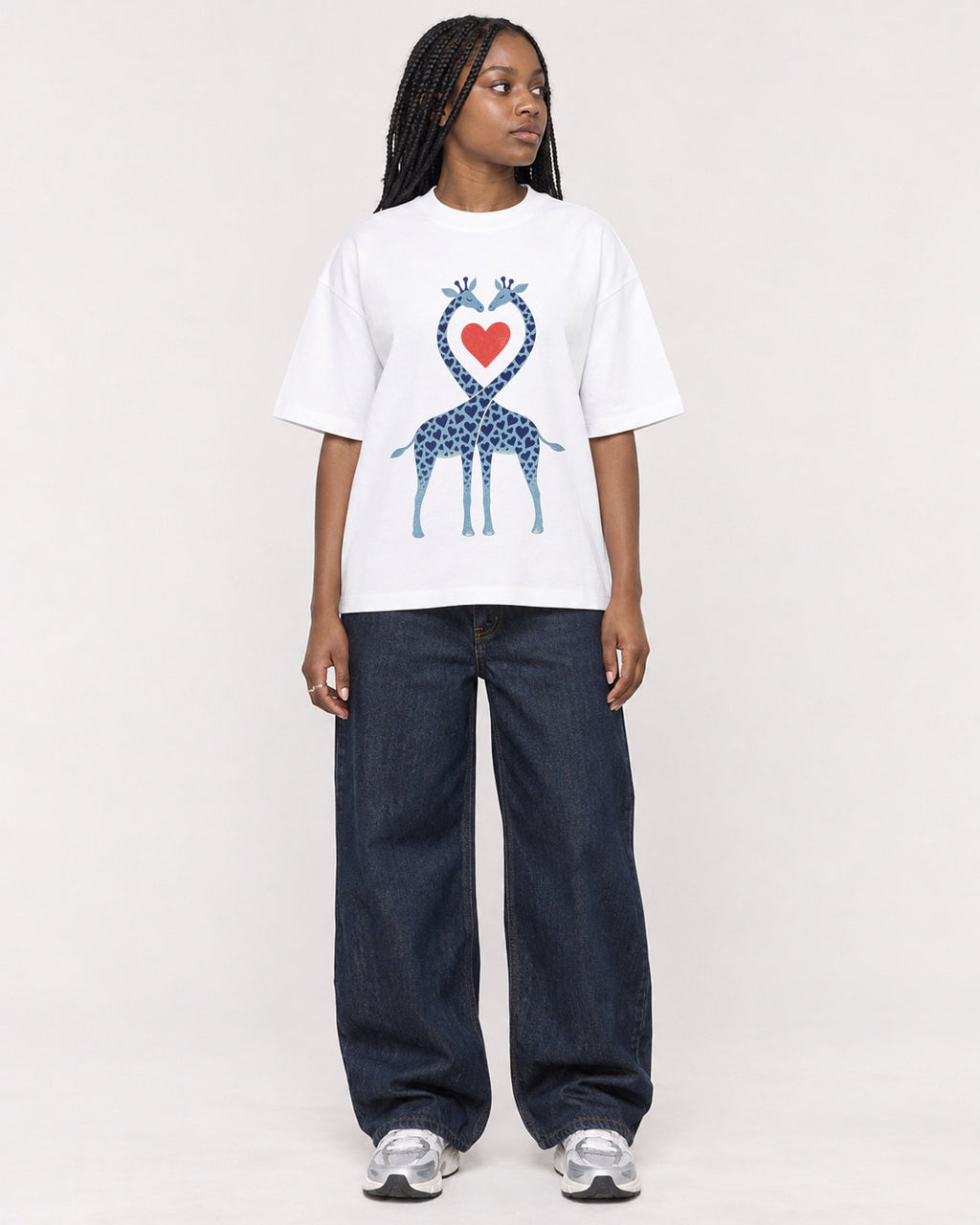 Mockup Boxy Heavyweight Tee White female full-body 04