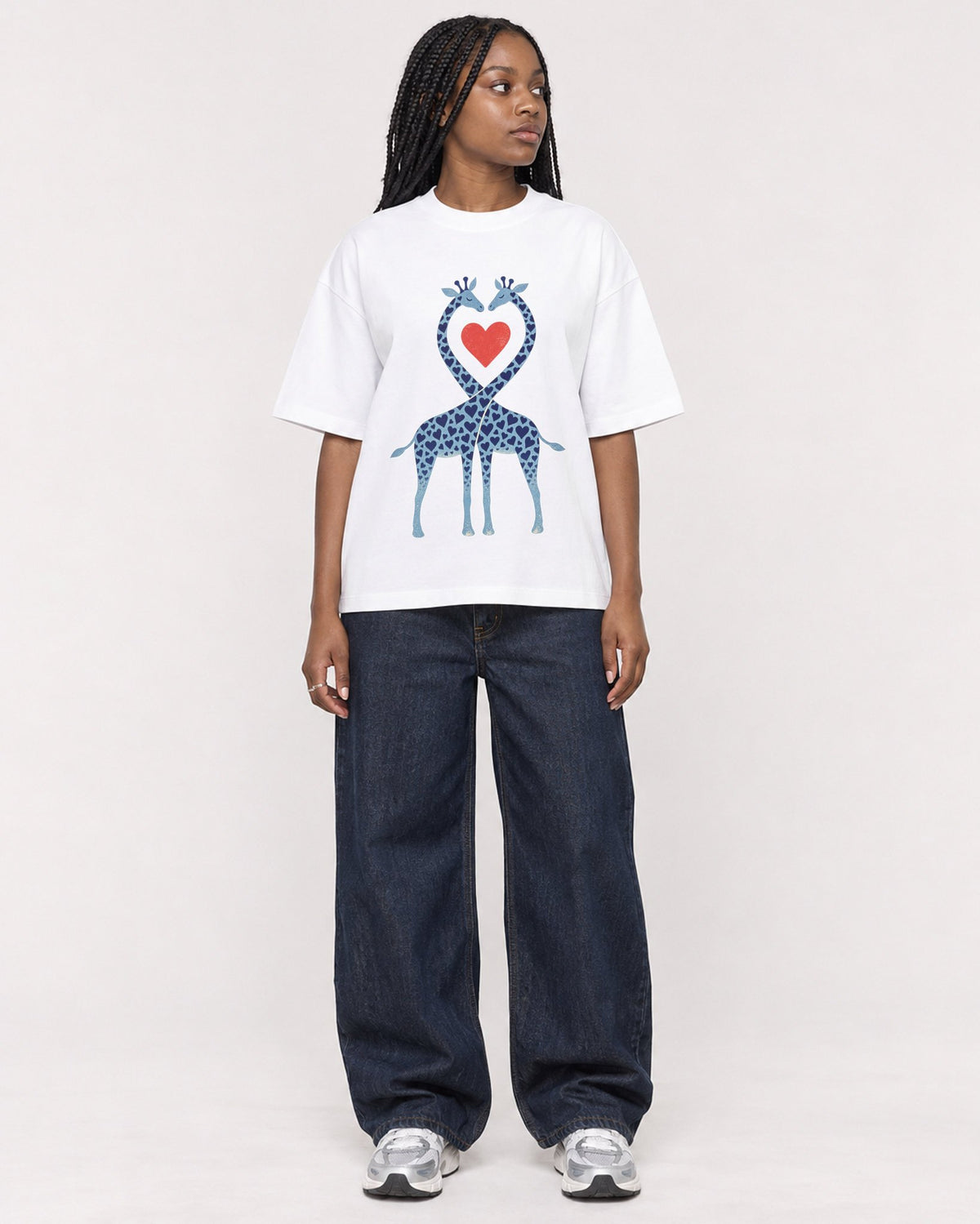Mockup Boxy Heavyweight Tee White female full-body 04