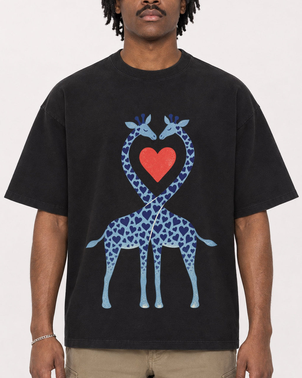 Mockup Boxy Heavyweight Tee Black male close-up 04