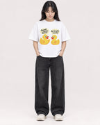 Mockup Boxy Heavyweight Tee White female full-body 13
