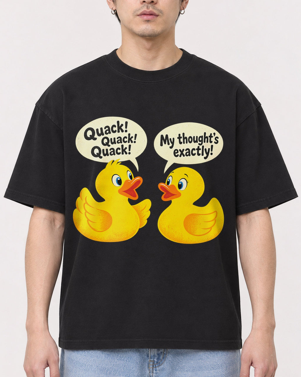Mockup Boxy Heavyweight Tee Black male close-up 13