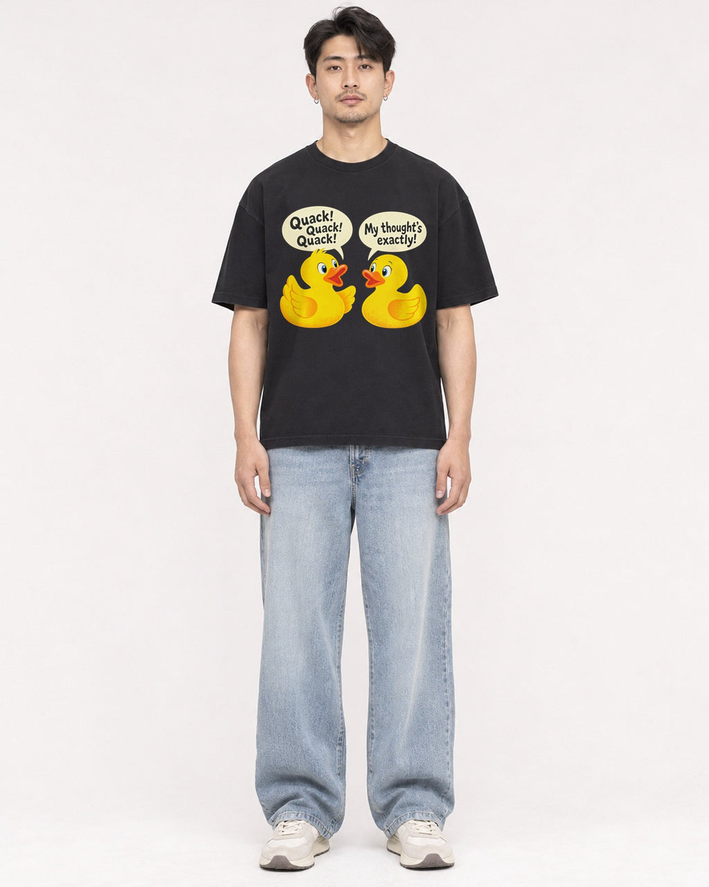Mockup Boxy Heavyweight Tee Black male full-body 13