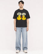 Mockup Boxy Heavyweight Tee Black male full-body 13