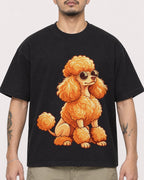 Mockup Boxy Heavyweight Tee Black male close-up 12