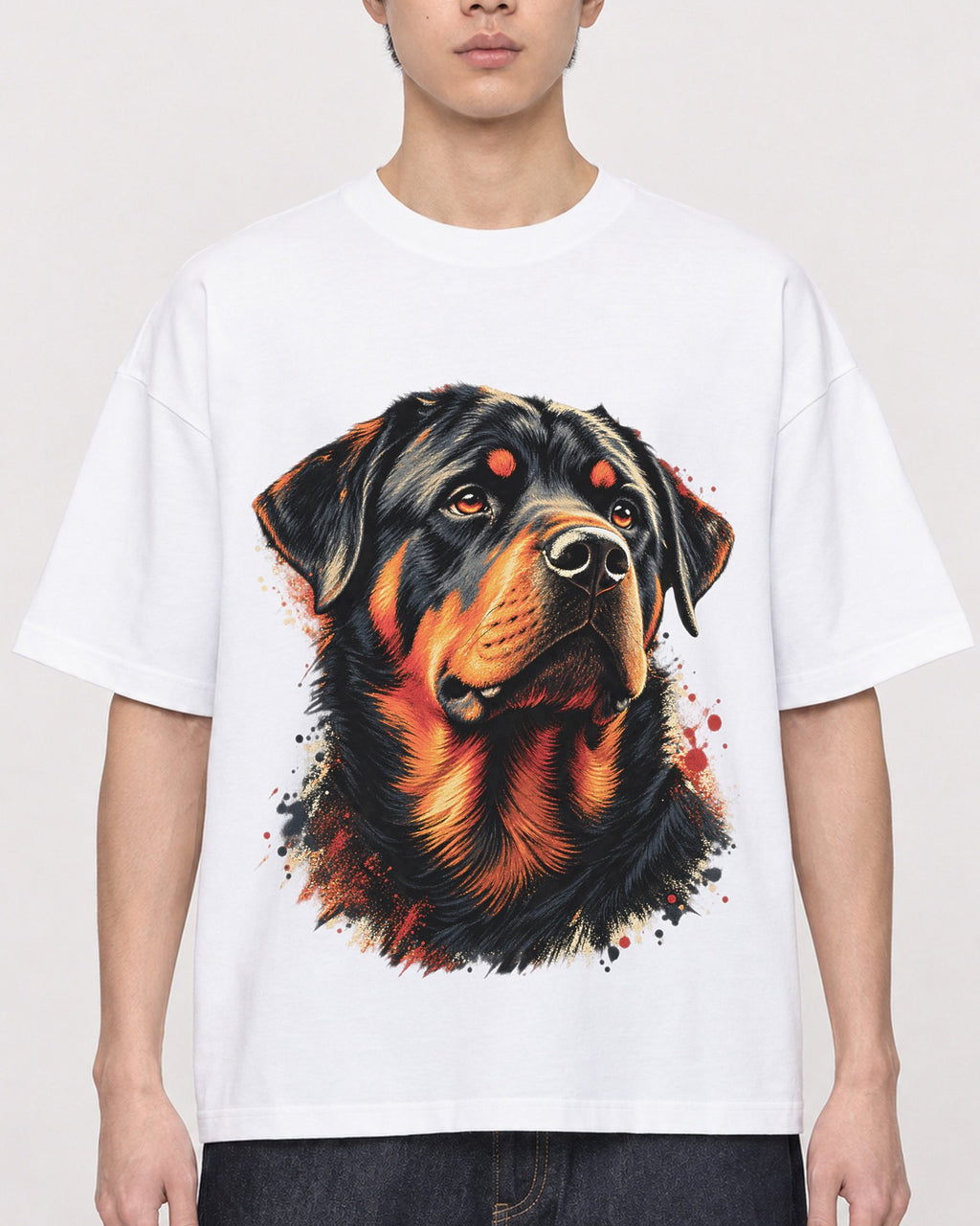 Mockup Boxy Heavyweight Tee White male close-up 01