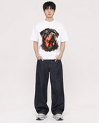 Mockup Boxy Heavyweight Tee White male full-body 01
