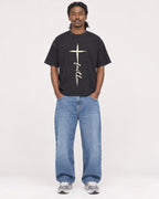 Mockup Boxy Heavyweight Tee Black male full-body 34