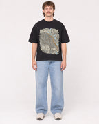 Mockup Boxy Heavyweight Tee Black male full-body 29