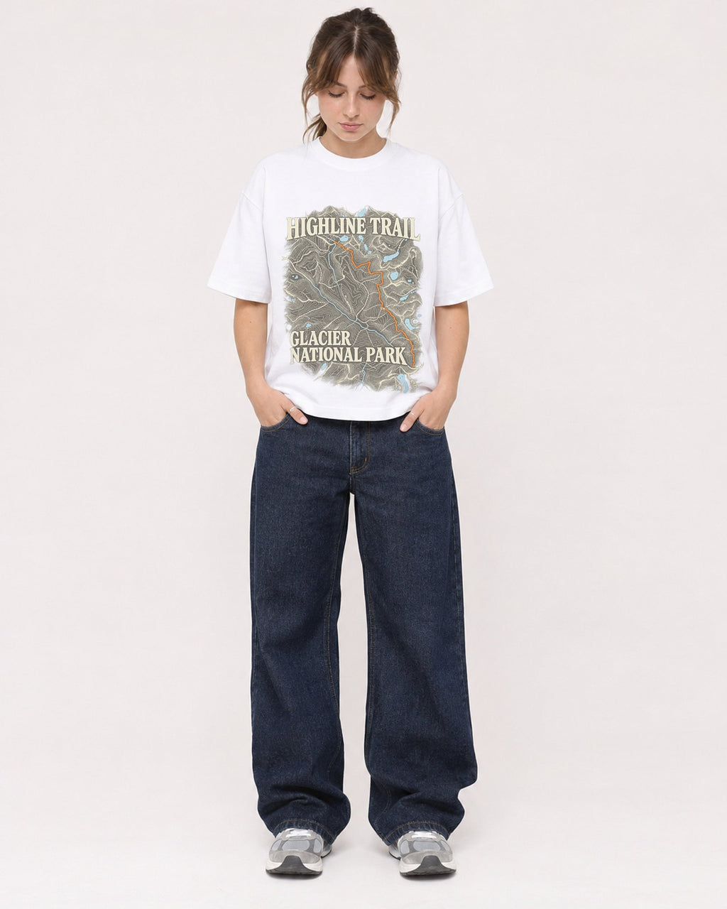 Mockup Boxy Heavyweight Tee White female full-body 29