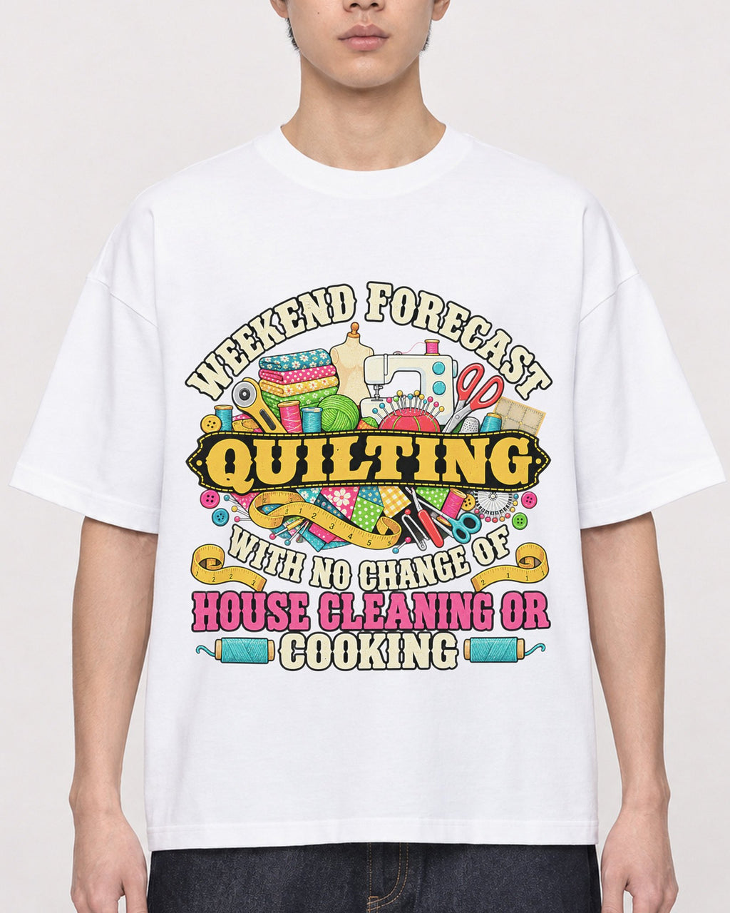 Mockup Boxy Heavyweight Tee White male close-up 01