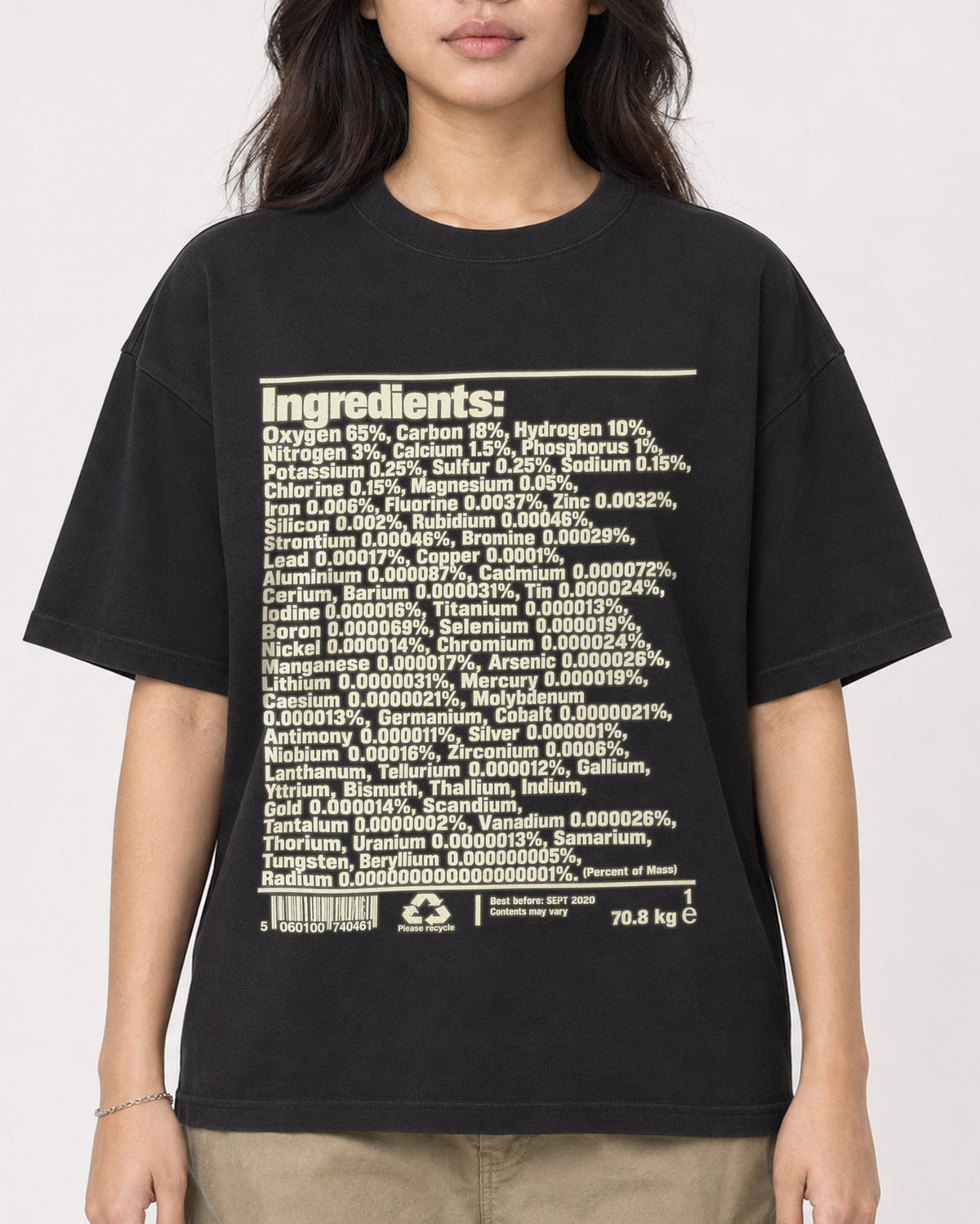 Mockup Boxy Heavyweight Tee Black female close-up 02
