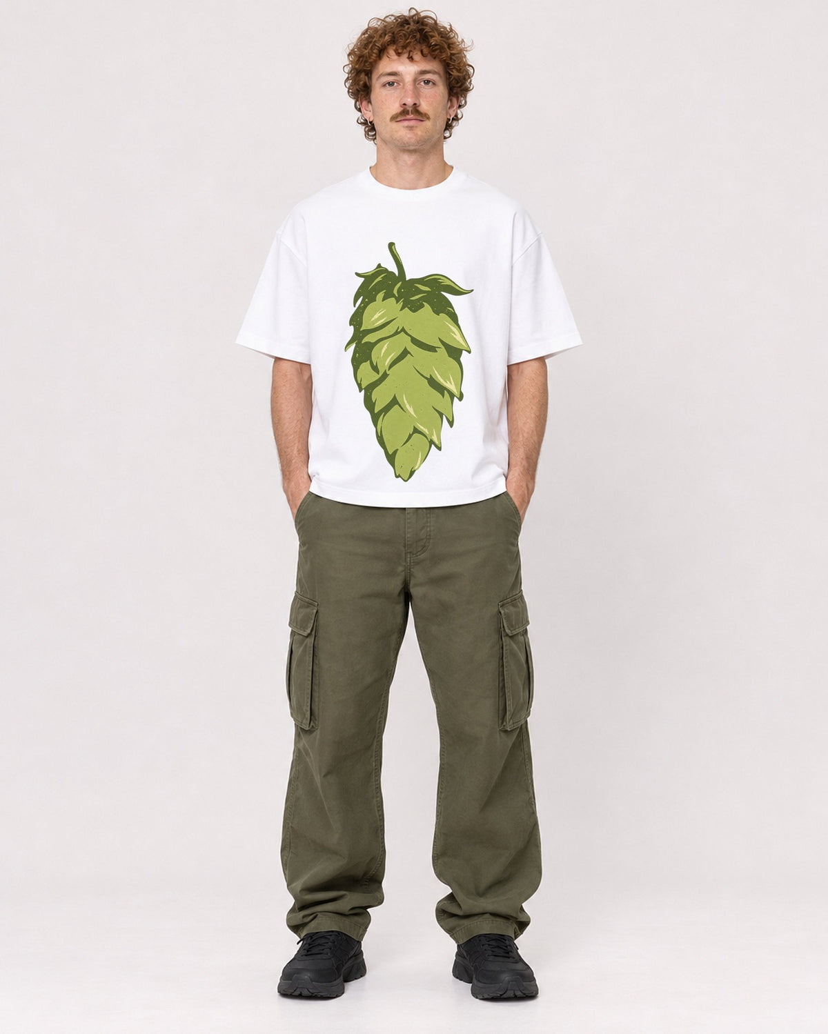 Mockup Boxy Heavyweight Tee White male full-body 09