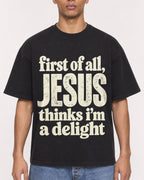 Mockup Boxy Heavyweight Tee Black male close-up 50