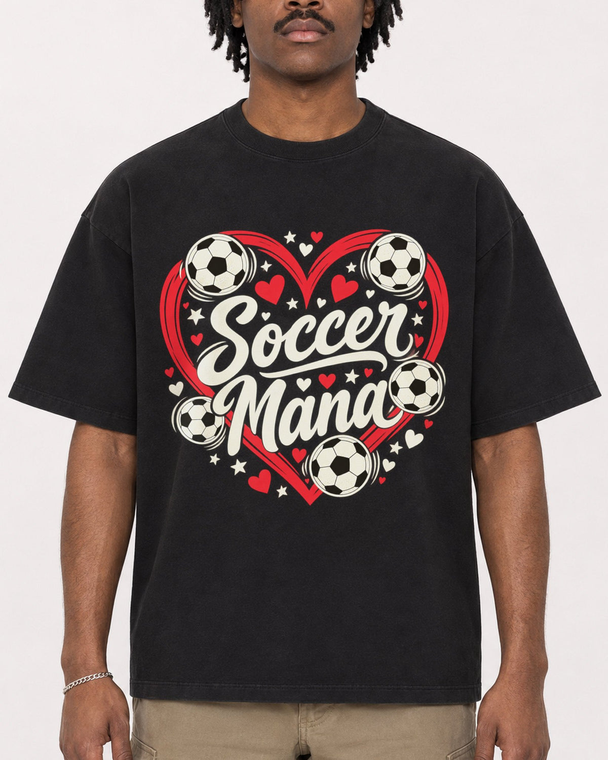 Mockup Boxy Heavyweight Tee Black male close-up 04