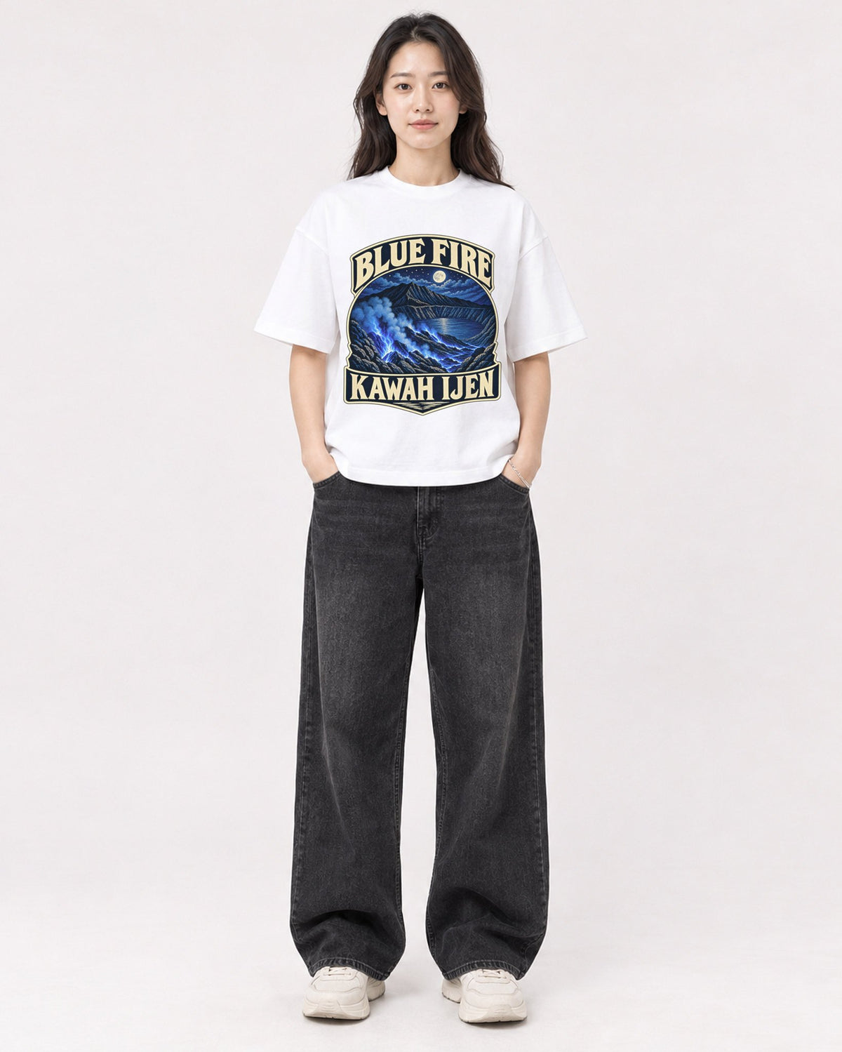 Mockup Boxy Heavyweight Tee White female full-body 03