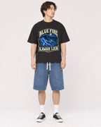 Mockup Boxy Heavyweight Tee Black male full-body 03