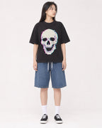Mockup Boxy Heavyweight Tee Black female full-body 01