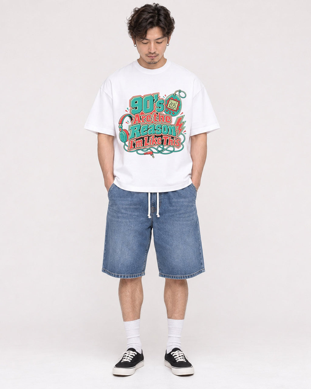 Mockup Boxy Heavyweight Tee White male full-body 03