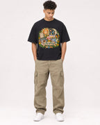 Mockup Boxy Heavyweight Tee Black male full-body 20
