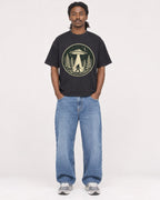 Mockup Boxy Heavyweight Tee Black male full-body 34