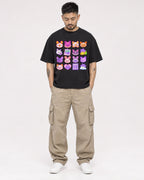 Mockup Boxy Heavyweight Tee Black male full-body 12