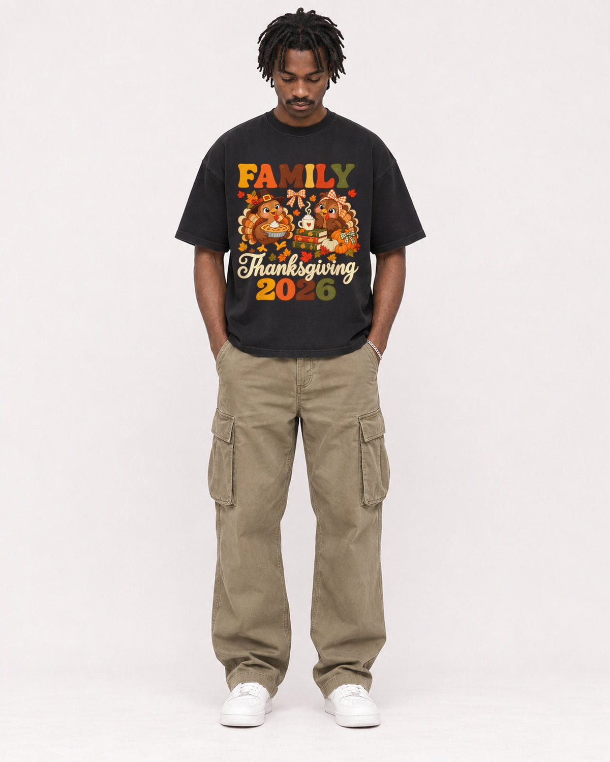 Mockup Boxy Heavyweight Tee Black male full-body 04