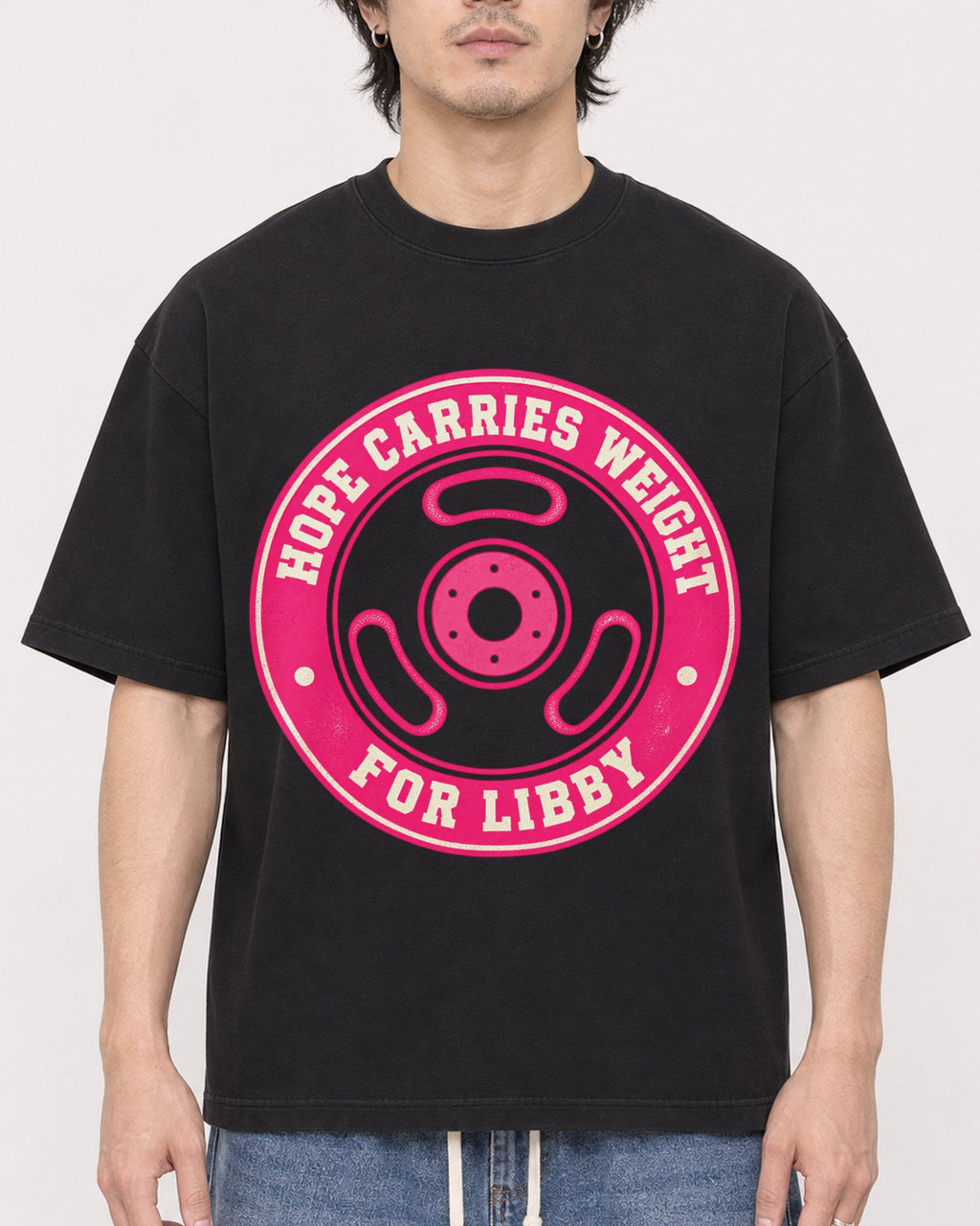 Mockup Boxy Heavyweight Tee Black male close-up 03