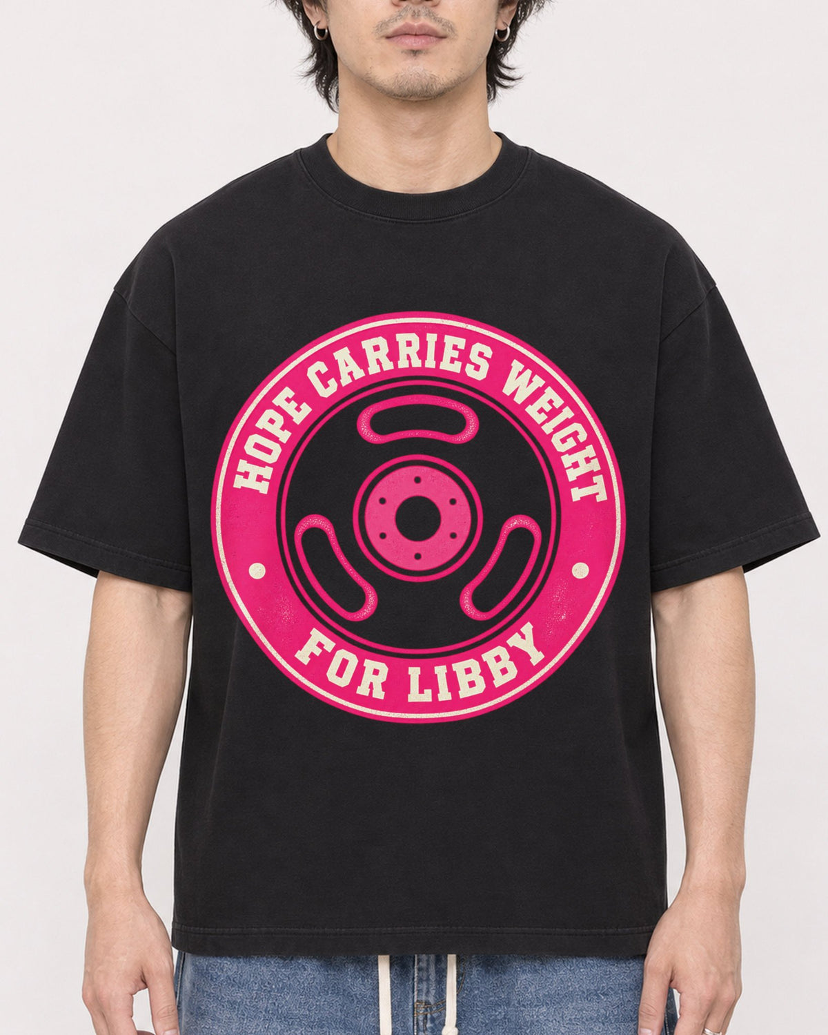 Mockup Boxy Heavyweight Tee Black male close-up 03