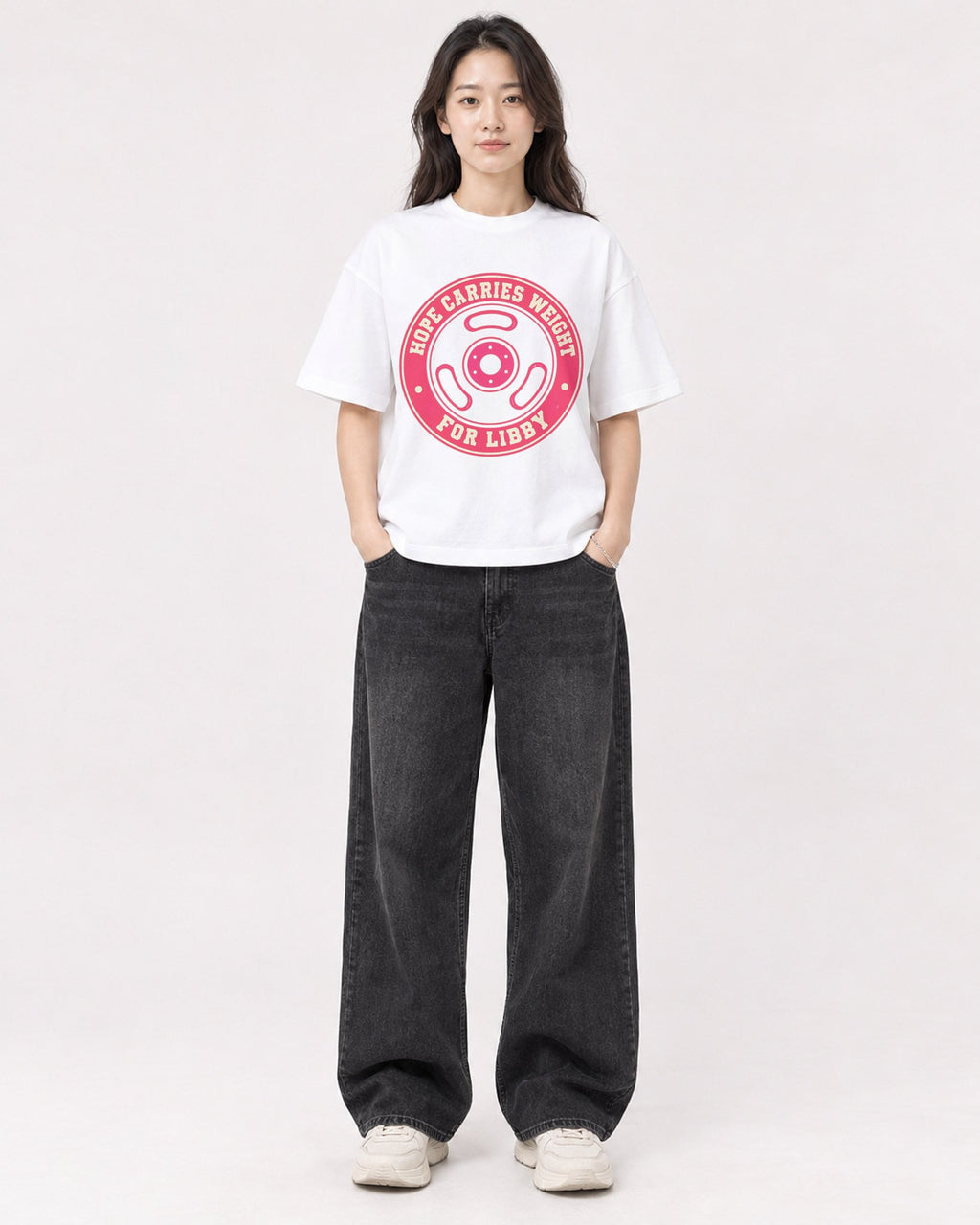 Mockup Boxy Heavyweight Tee White female full-body 03