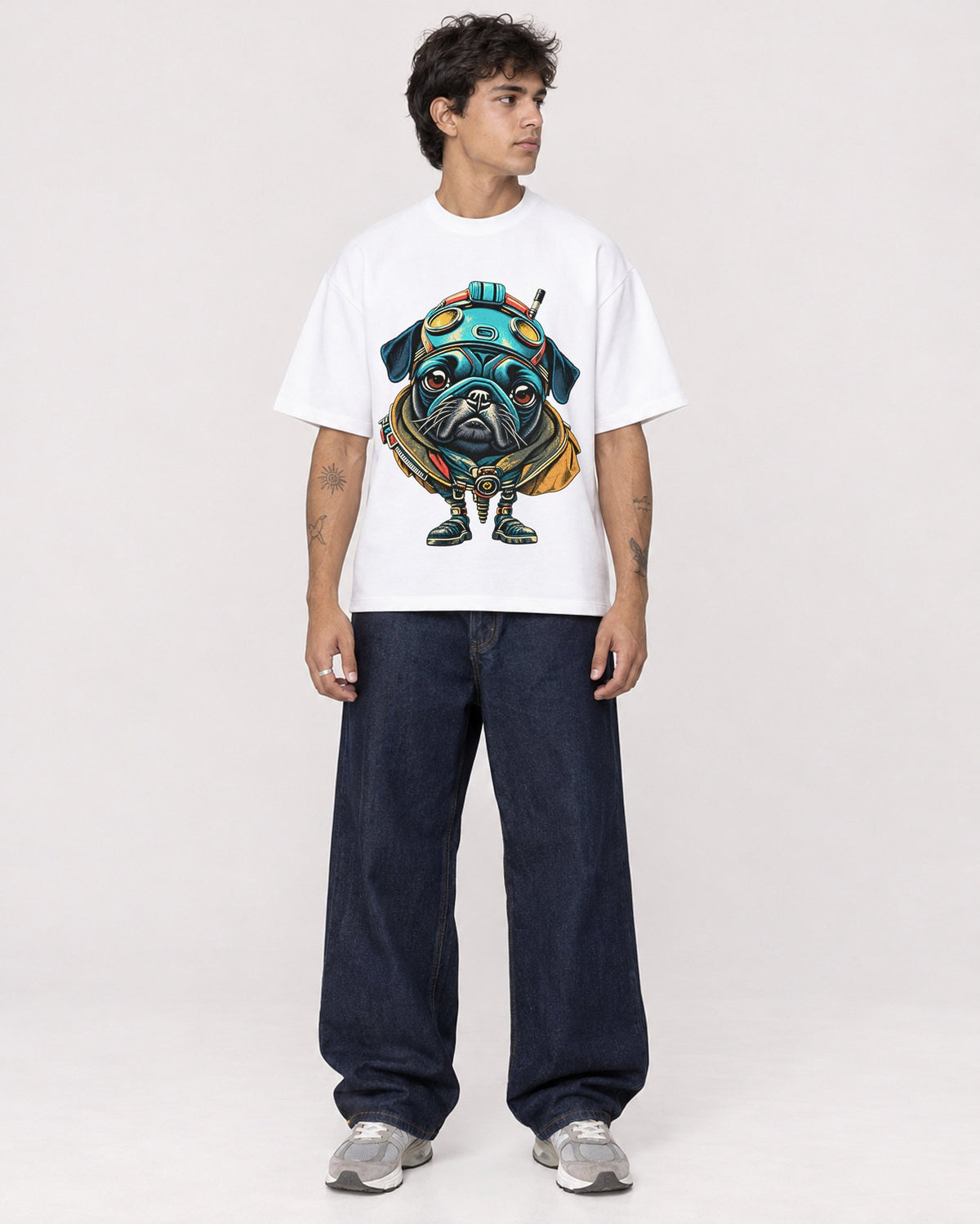 Mockup Boxy Heavyweight Tee White male full-body 06