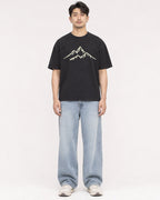 Mockup Boxy Heavyweight Tee Black male full-body 13