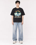 Mockup Boxy Heavyweight Tee Black male full-body 01