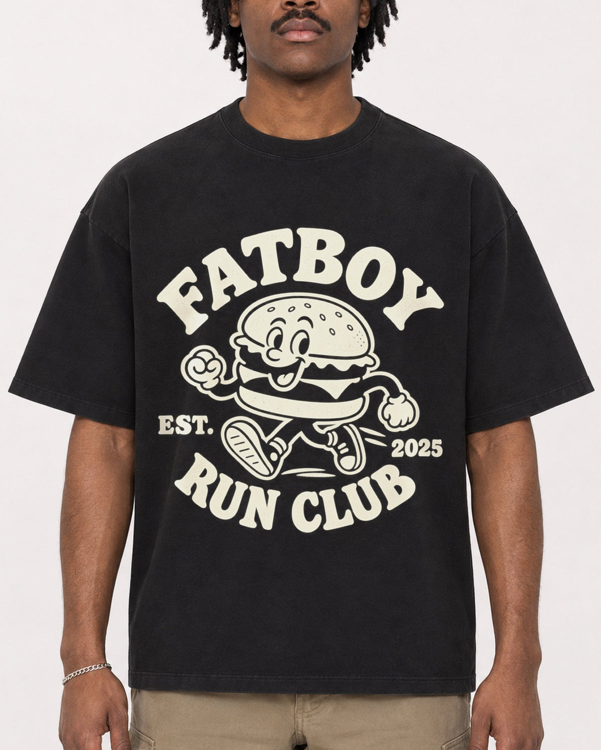 Mockup Boxy Heavyweight Tee Black male close-up 04