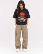 Mockup Boxy Heavyweight Tee Black female full-body 02