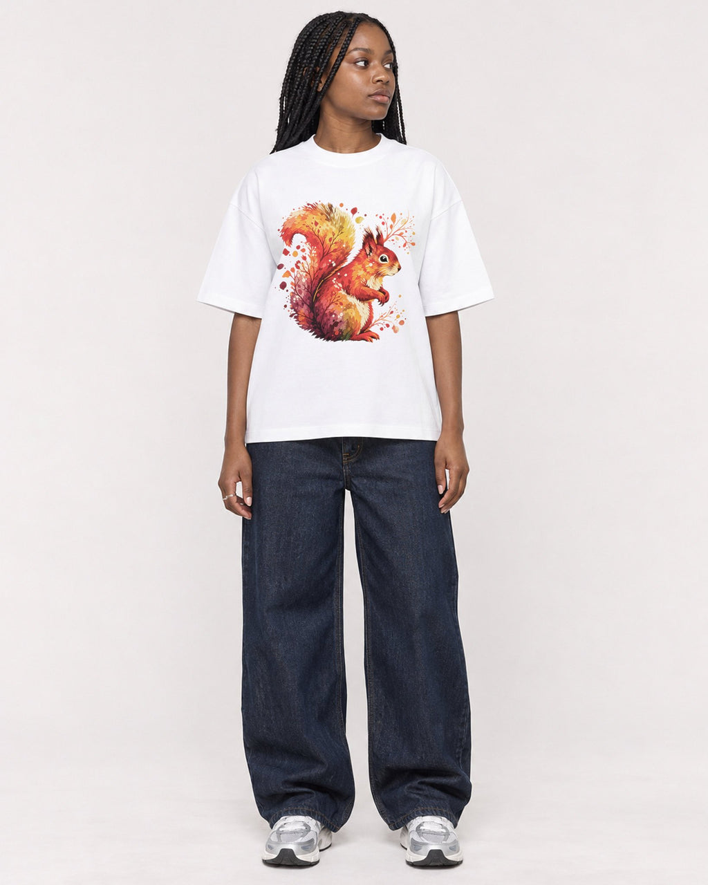 Mockup Boxy Heavyweight Tee White female full-body 04