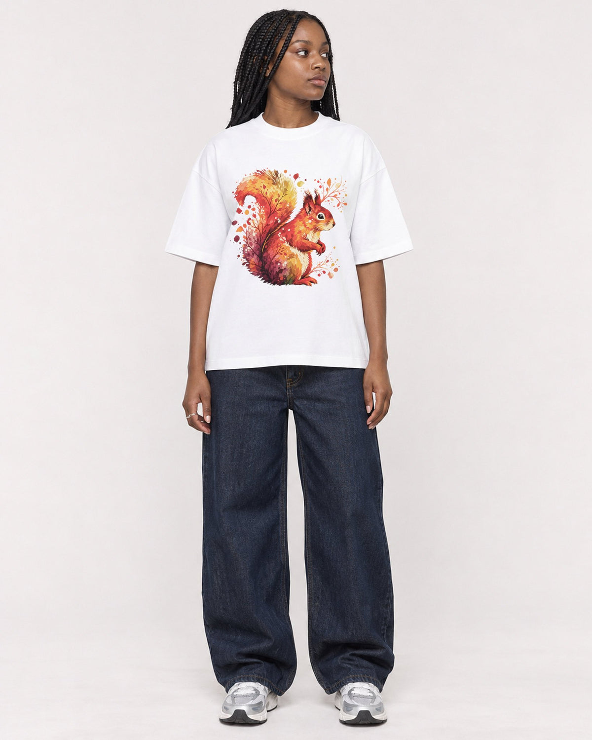 Mockup Boxy Heavyweight Tee White female full-body 04