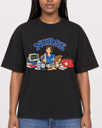Mockup Boxy Heavyweight Tee Black female close-up 04