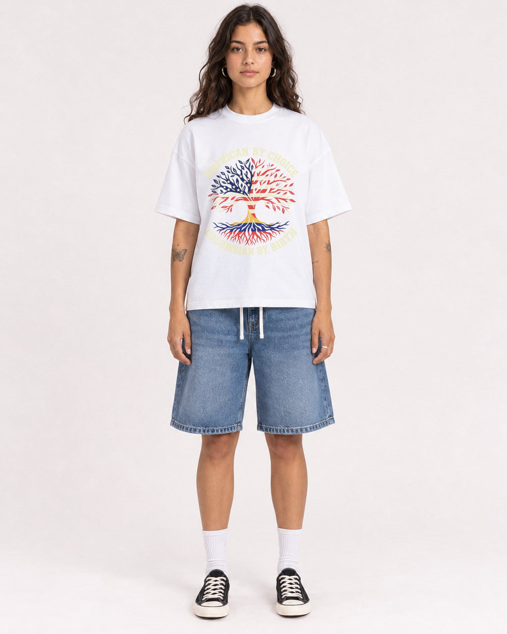 Mockup Boxy Heavyweight Tee White female full-body 06