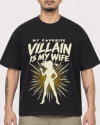 Mockup Boxy Heavyweight Tee Black male close-up 12