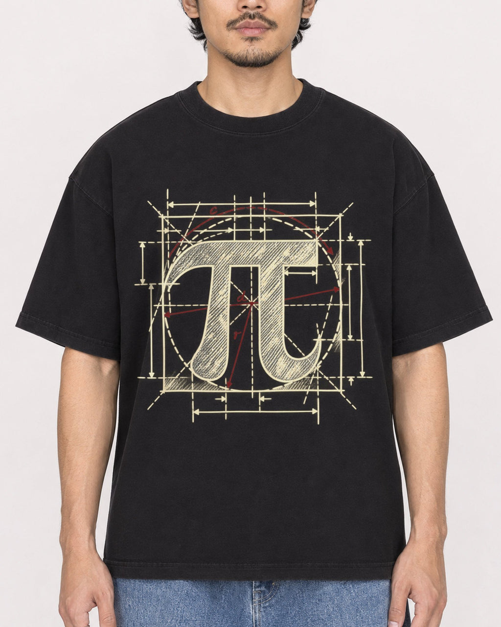 Mockup Boxy Heavyweight Tee Black male close-up 02